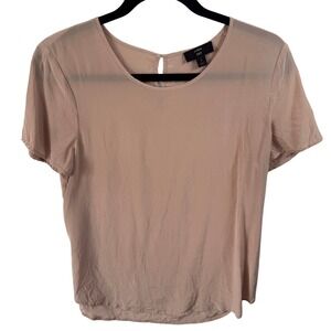 J Crew 365 Womens Short Sleeve Silk Blouse Top Nude Beige SZ‎ S
